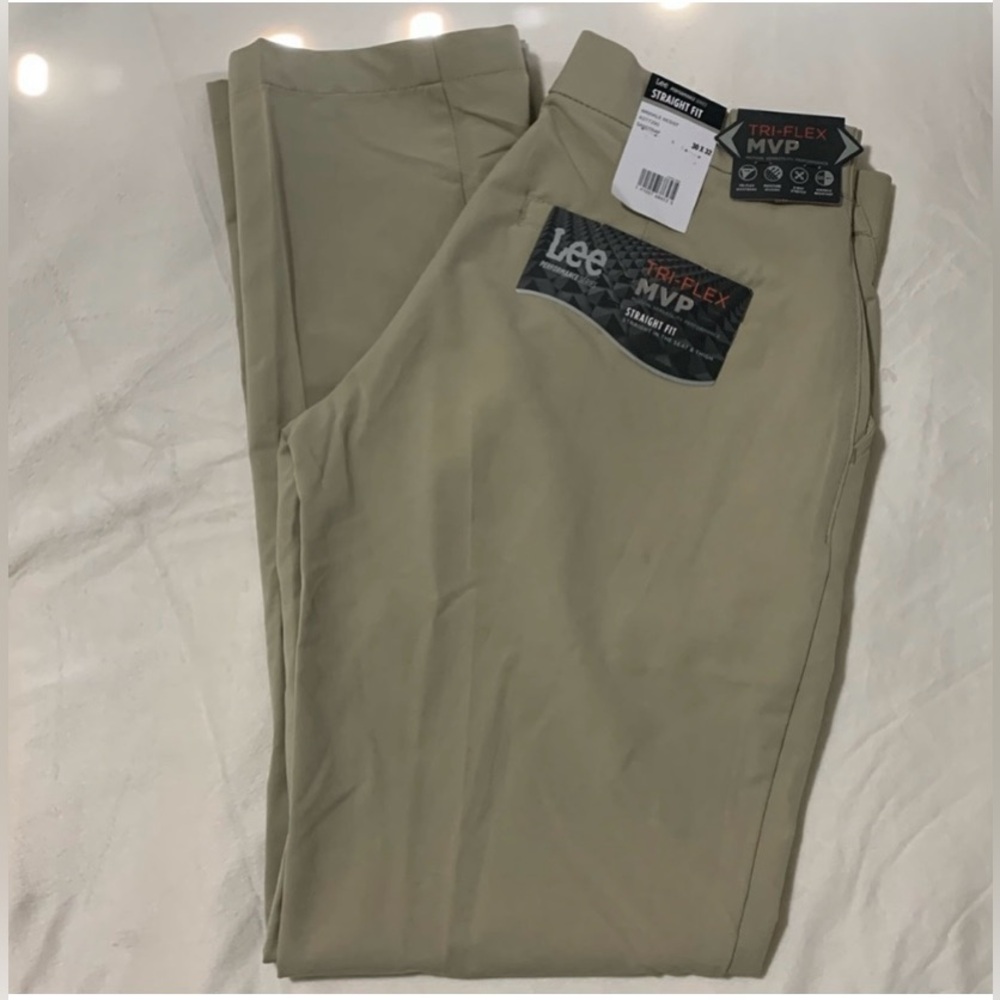 Men’s Lee Tri-Flex Straight Leg MVP Performance Pants Size 30x32 Khaki NWT